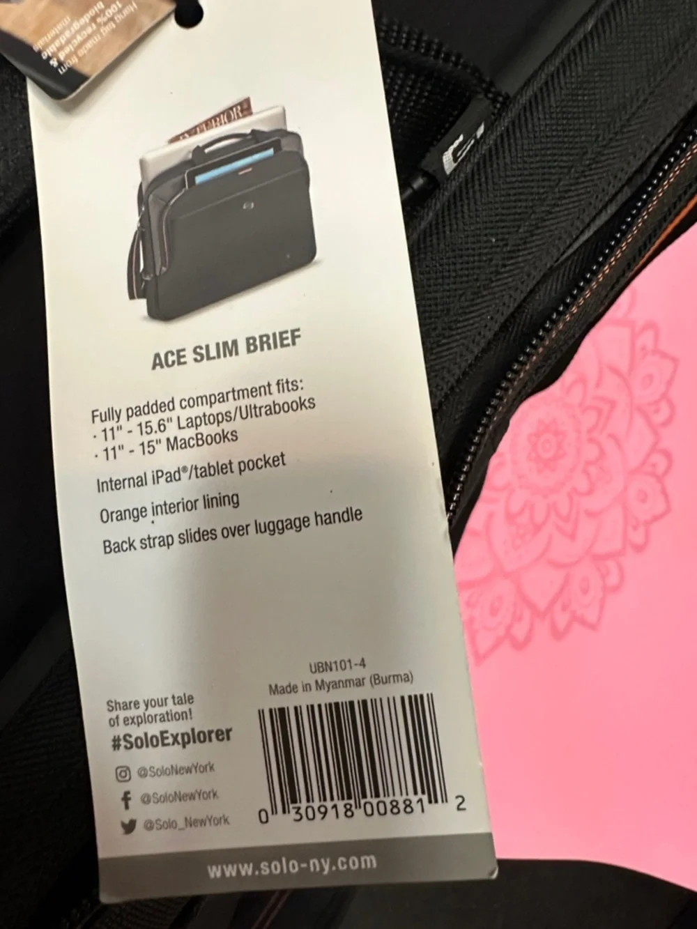 solo Black and Orange ACE Slim Brief Travel Messenger Bag